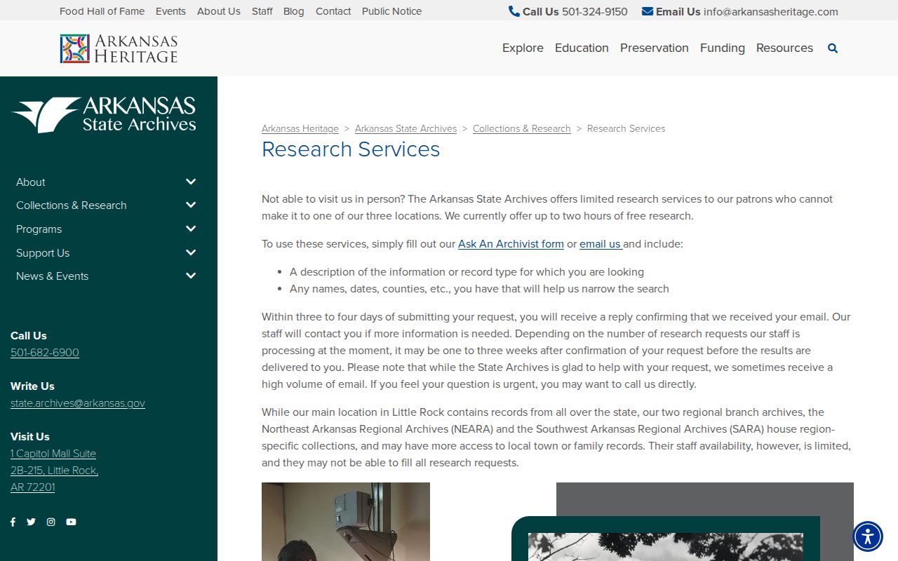 Arkansas State Archives research route for old Perry County booking records