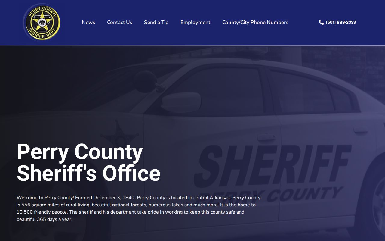 Perry County Sheriff's Office booking record contact page
